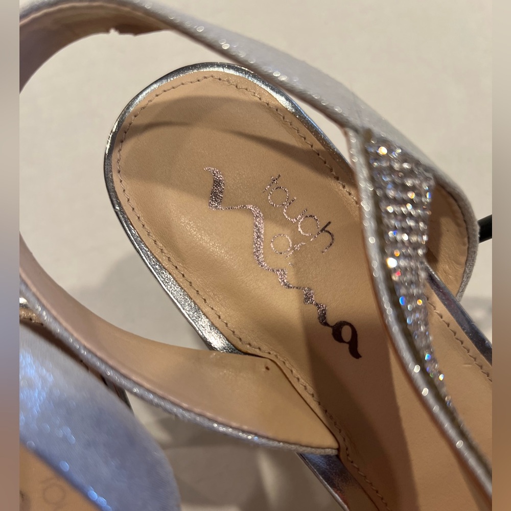 Naya Touch of Nina Woman’s Silver Heels Rhinestone/Crystal Embellished Strap - Picture 8 of 13